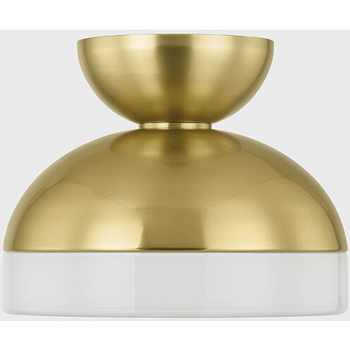 Rue 1 Light 11 inch Aged Brass Flush Mount Ceiling Light